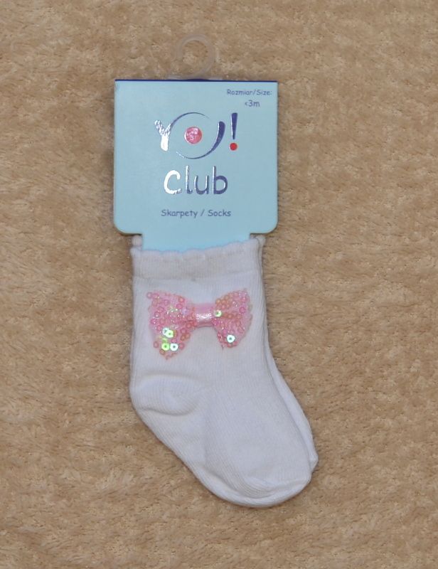 Kojenecké ponožky YO BABY bílé s mašlí velikost 6-9 měsíců 68-74 - obrázek 1