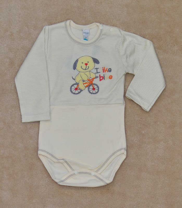 Dětské body Bobas Bike béžové velikost 74 - obrázek 1