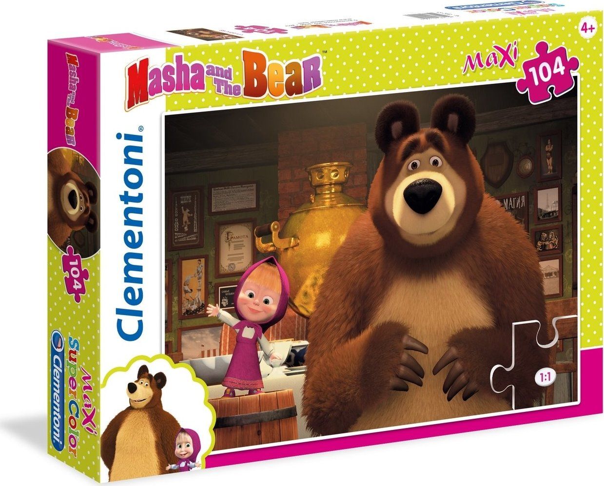 CLEMENTONI Puzzle Máša a medvěd MAXI 104 dílků - obrázek 2