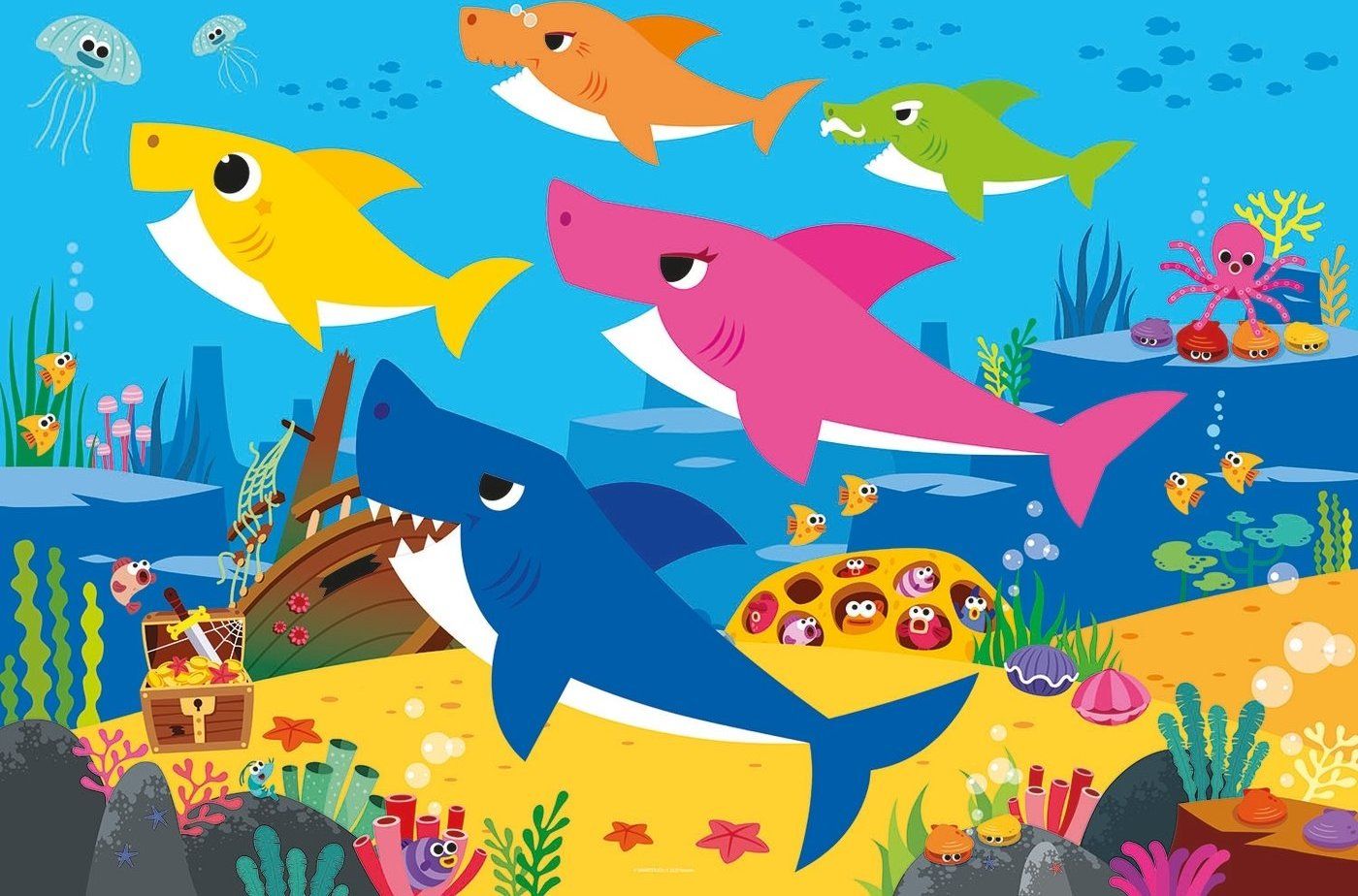 CLEMENTONI Puzzle Baby Shark: Všichni spolu MAXI 104 dílků - obrázek 1