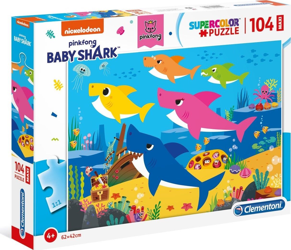 CLEMENTONI Puzzle Baby Shark: Všichni spolu MAXI 104 dílků - obrázek 2