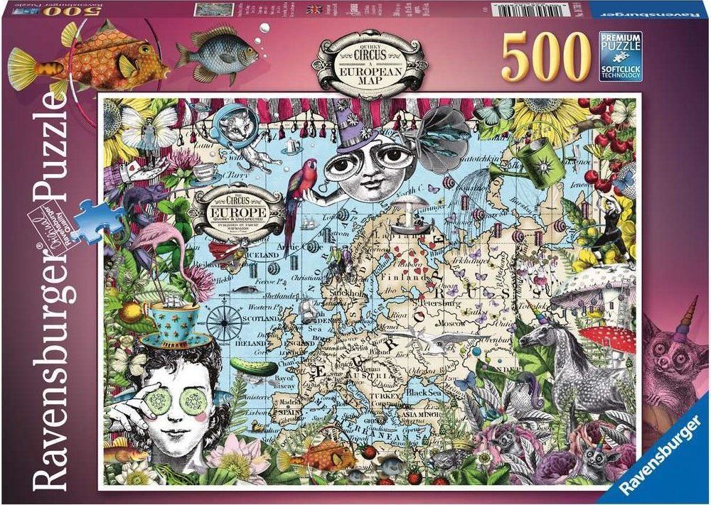 RAVENSBURGER Puzzle Quirky Circus: Mapa Evropy 500 dílků - obrázek 2