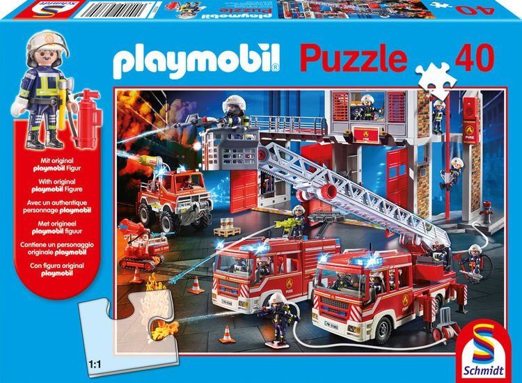 SCHMIDT Puzzle Playmobil Hasičský sbor 40 dílků + figurka Playmobil - obrázek 1