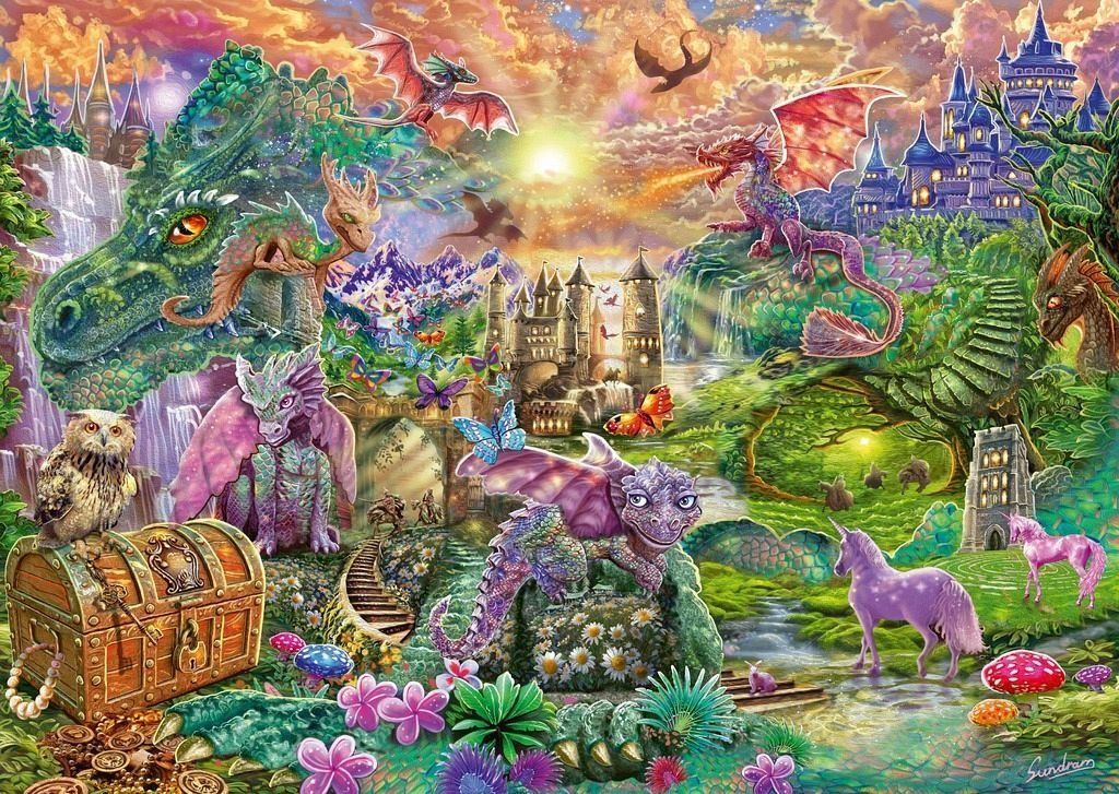 SCHMIDT Puzzle Začarované dračí království 1000 dílků - obrázek 1