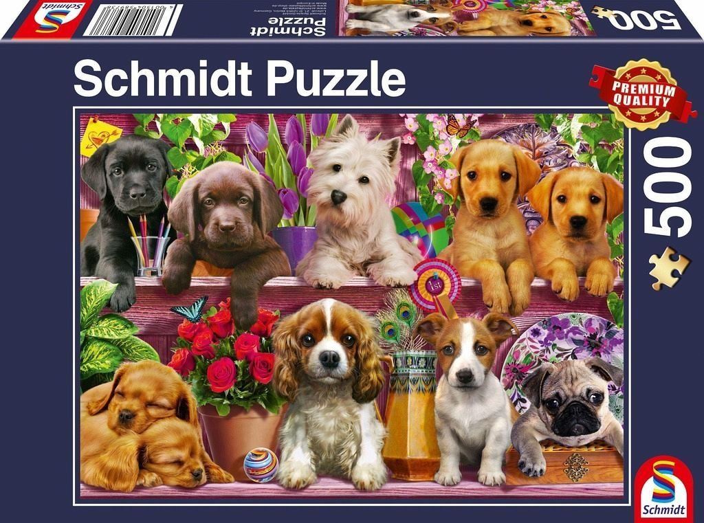 SCHMIDT Puzzle Štěňata na polici 500 dílků - obrázek 2