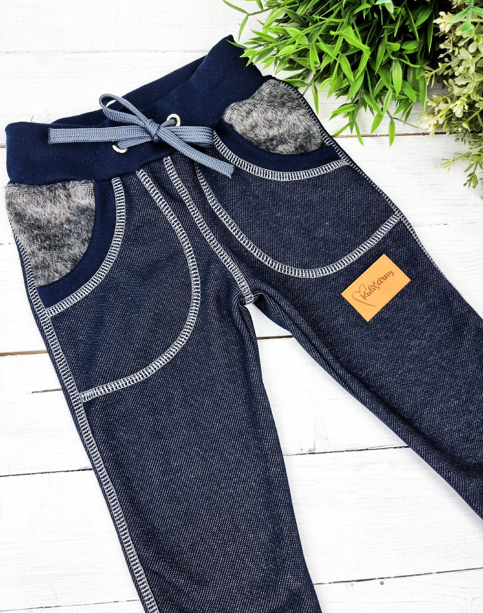 Kulišárny (handmade) Zateplené tepláčky ,,JEANS,, VELIKOST: 86-92 - obrázek 2