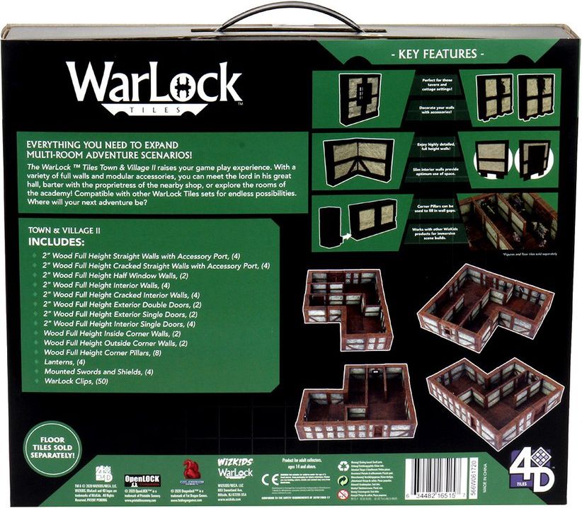 WizKids WarLock Tiles: Town & Village II - Full Height Plaster Walls Expansion - obrázek 2