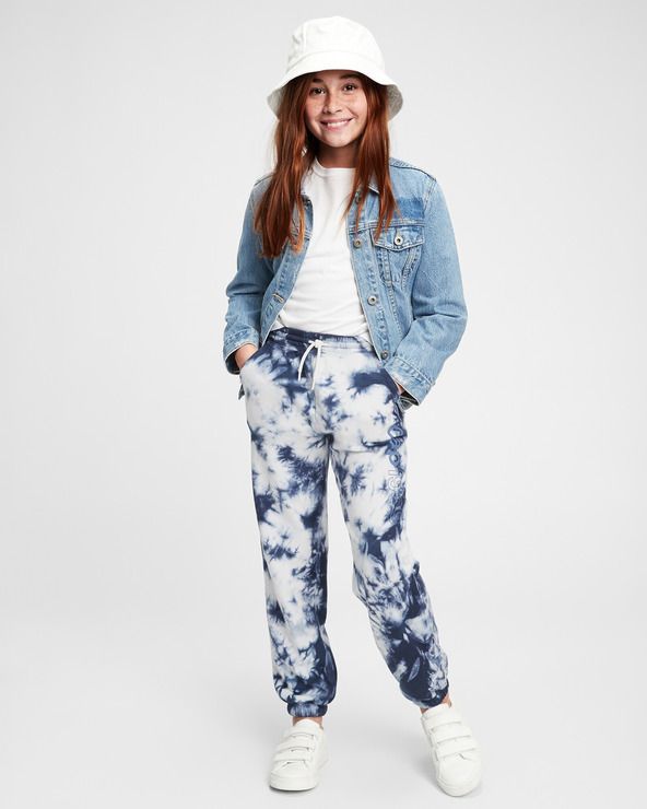 Tie-Dye Tepláky dětské GAP | Modrá Bílá | Dívčí | XS - obrázek 4