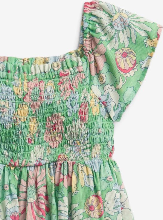 Smocked Floral Šaty dětské GAP | Zelená | Dívčí | 4 roky - obrázek 3
