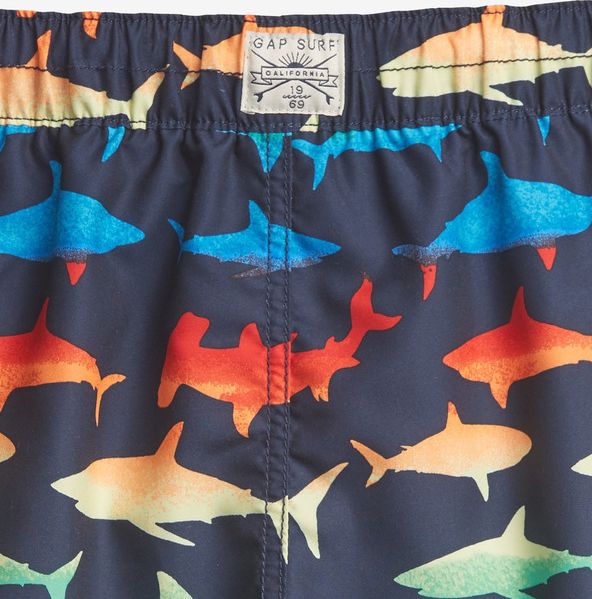 Recykled Shark Graphic Plavky dětské GAP | Modrá Vícebarevná | Chlapecké | S - obrázek 3