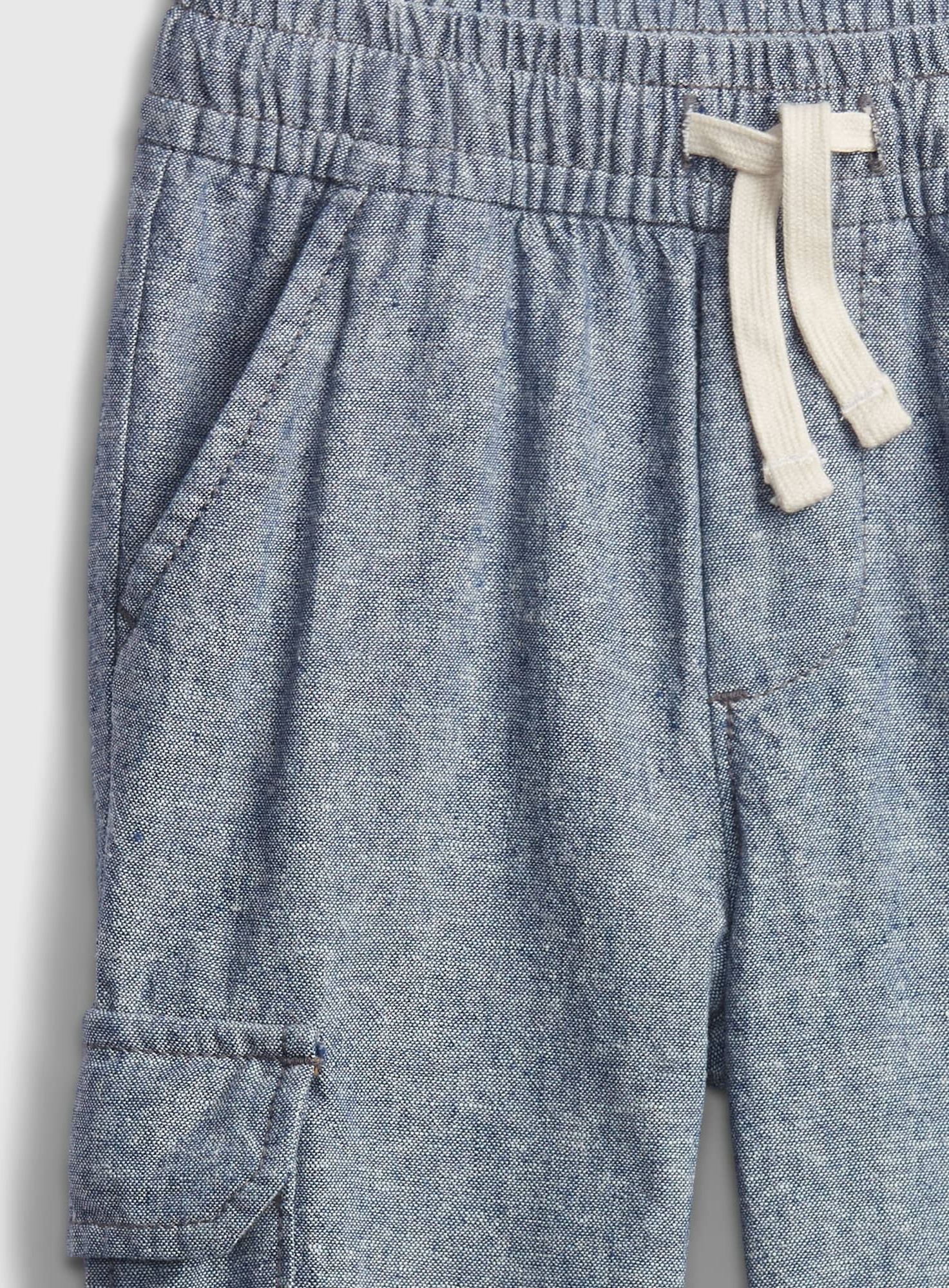 GAP modré chlapecké kalhoty Linen Cargo - 12-18M - obrázek 3