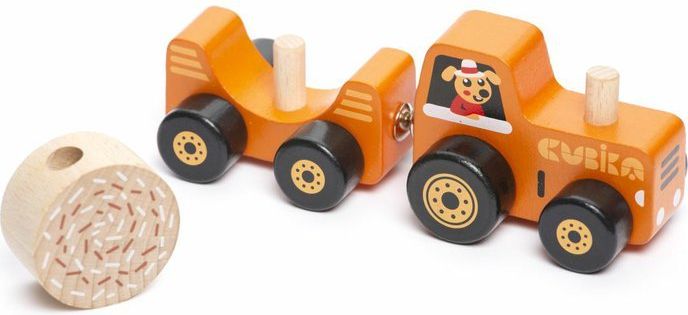 CUBIKA Traktor s vlekem - dřevěná skládačka s magnetem 3 díly - obrázek 1
