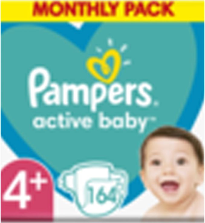 PAMPERS Active Baby 4+ (10-15 kg) 164 ks Maxi měsíční balení - jednorázové pleny - obrázek 1