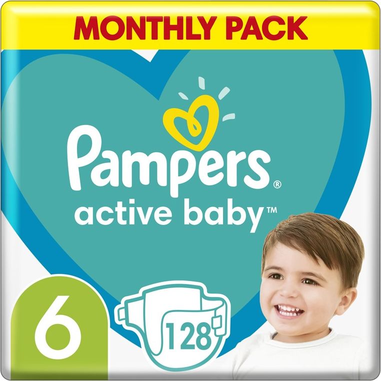 PAMPERS Active Baby 6 (13-18 kg) 128 ks Extra Large - jednorázové pleny - obrázek 1