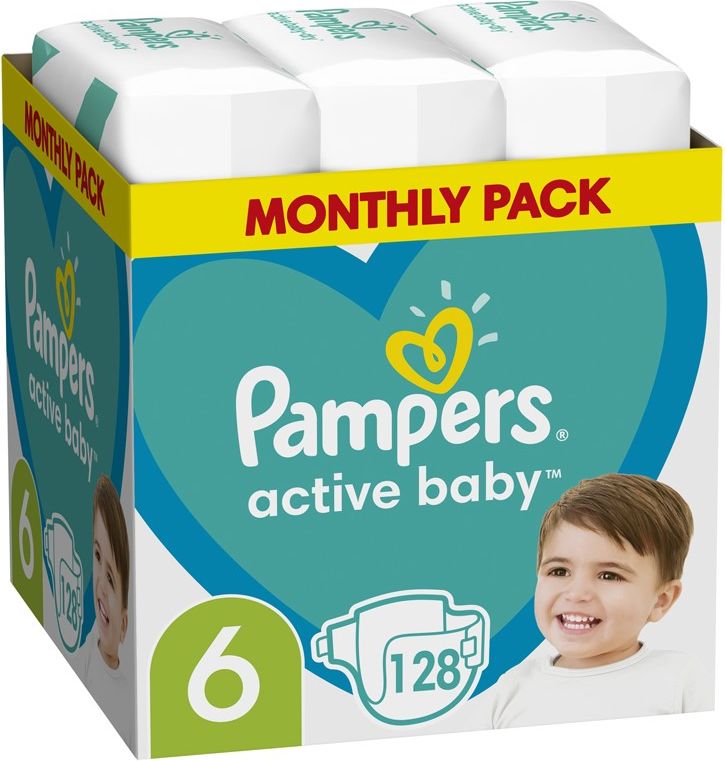 PAMPERS Active Baby 6 (13-18 kg) 128 ks Extra Large - jednorázové pleny - obrázek 2