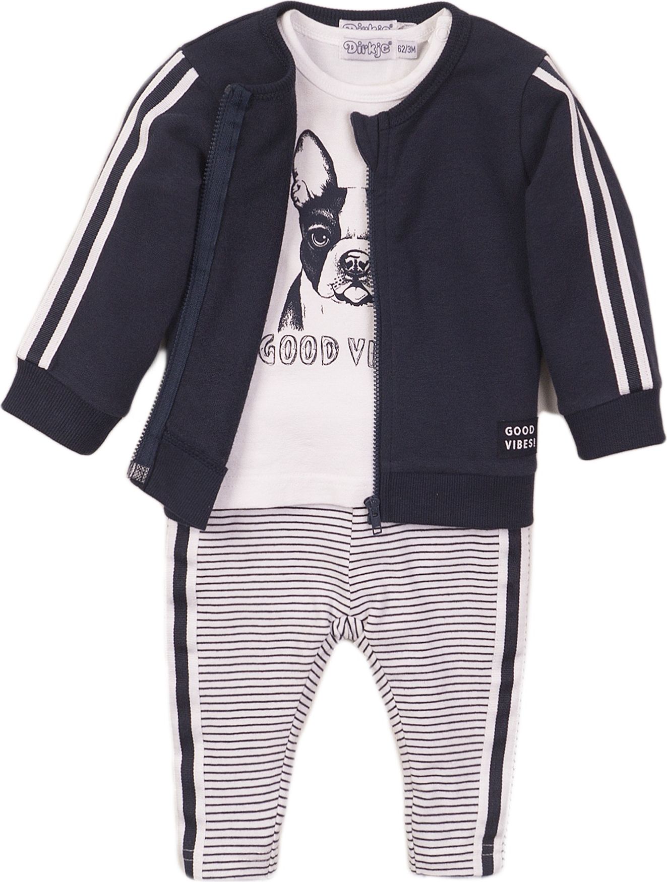 DIRKJE Set 3dílný dl. kalhoty 86 Navy+White+Stripe - obrázek 1