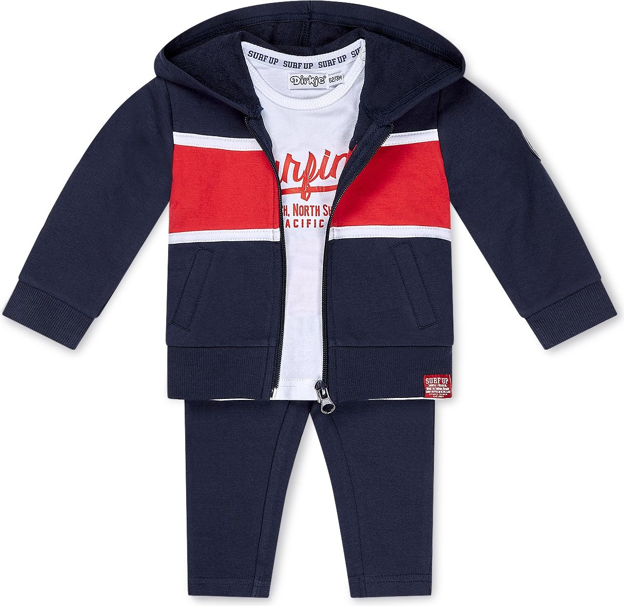 DIRKJE Set 3dílný dl. kalhoty 80 Navy+White+Red - obrázek 1