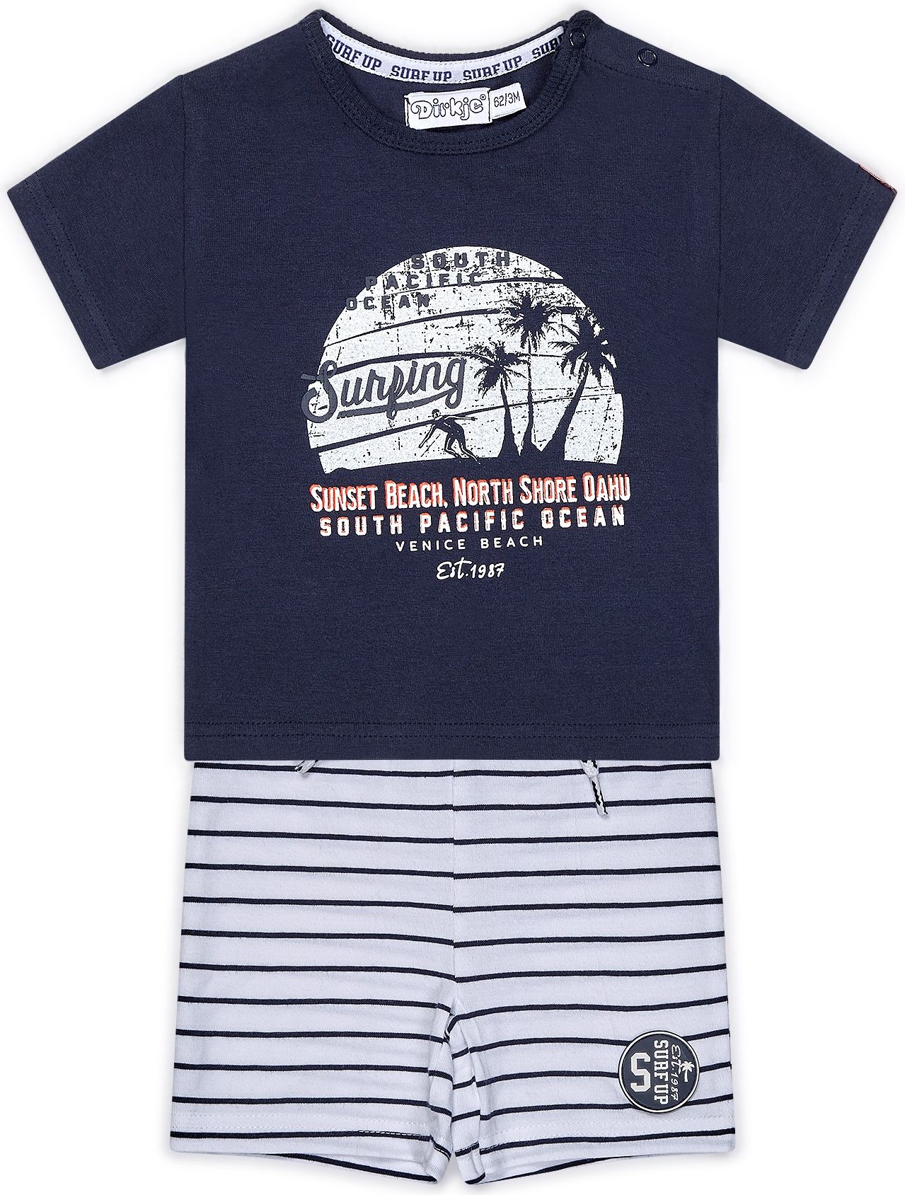 DIRKJE Set 2dílný kr. kalhoty 86 Navy+White+Stripe - obrázek 1