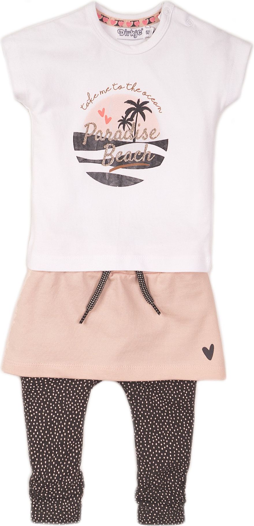DIRKJE Set 3dílný se sukní 80 White+Smokey Pink+Smokey Grey+aop - obrázek 1
