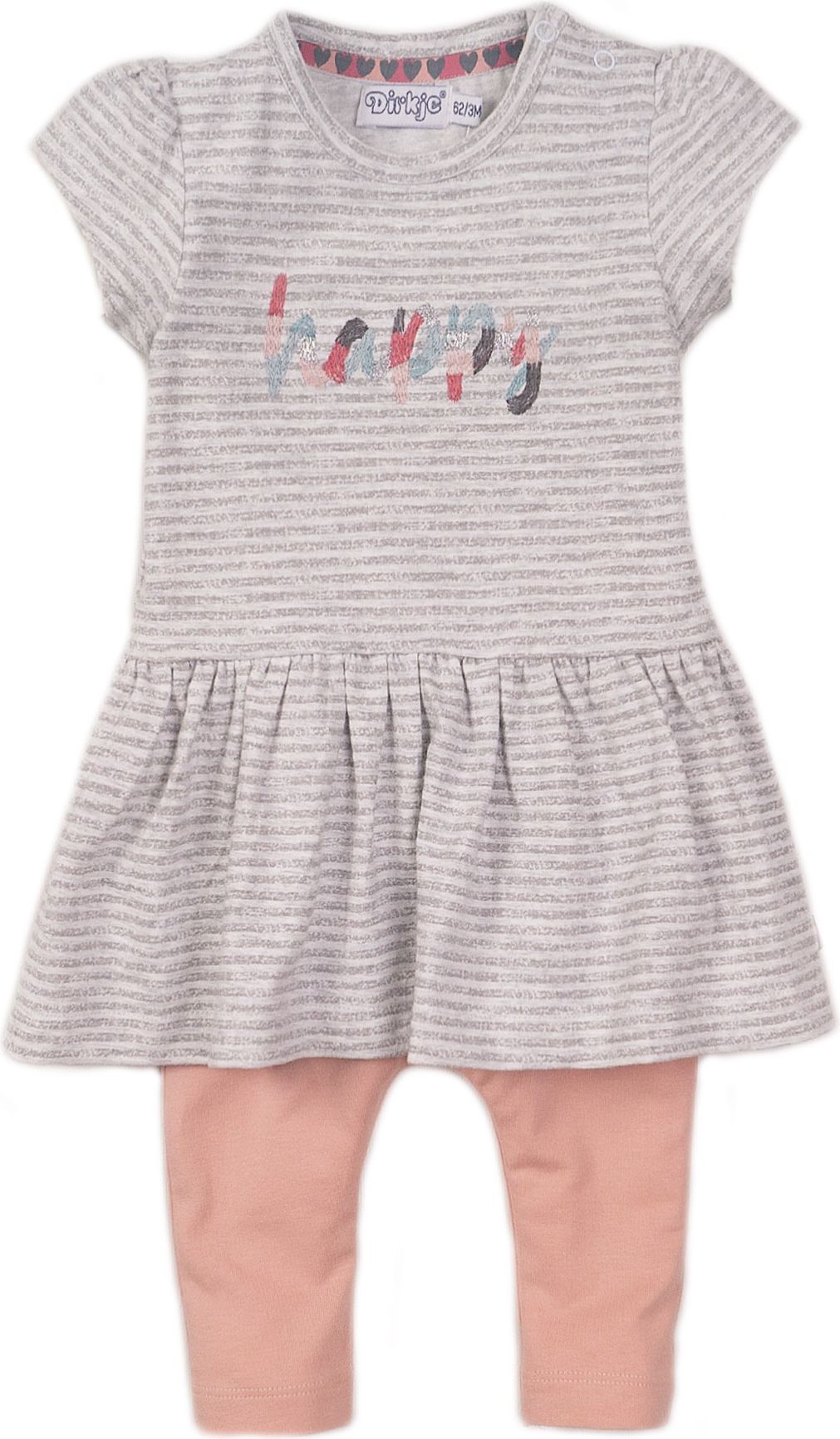 DIRKJE Set 2dílný šaty 86 Grey Melange+Dusty Pink - obrázek 1