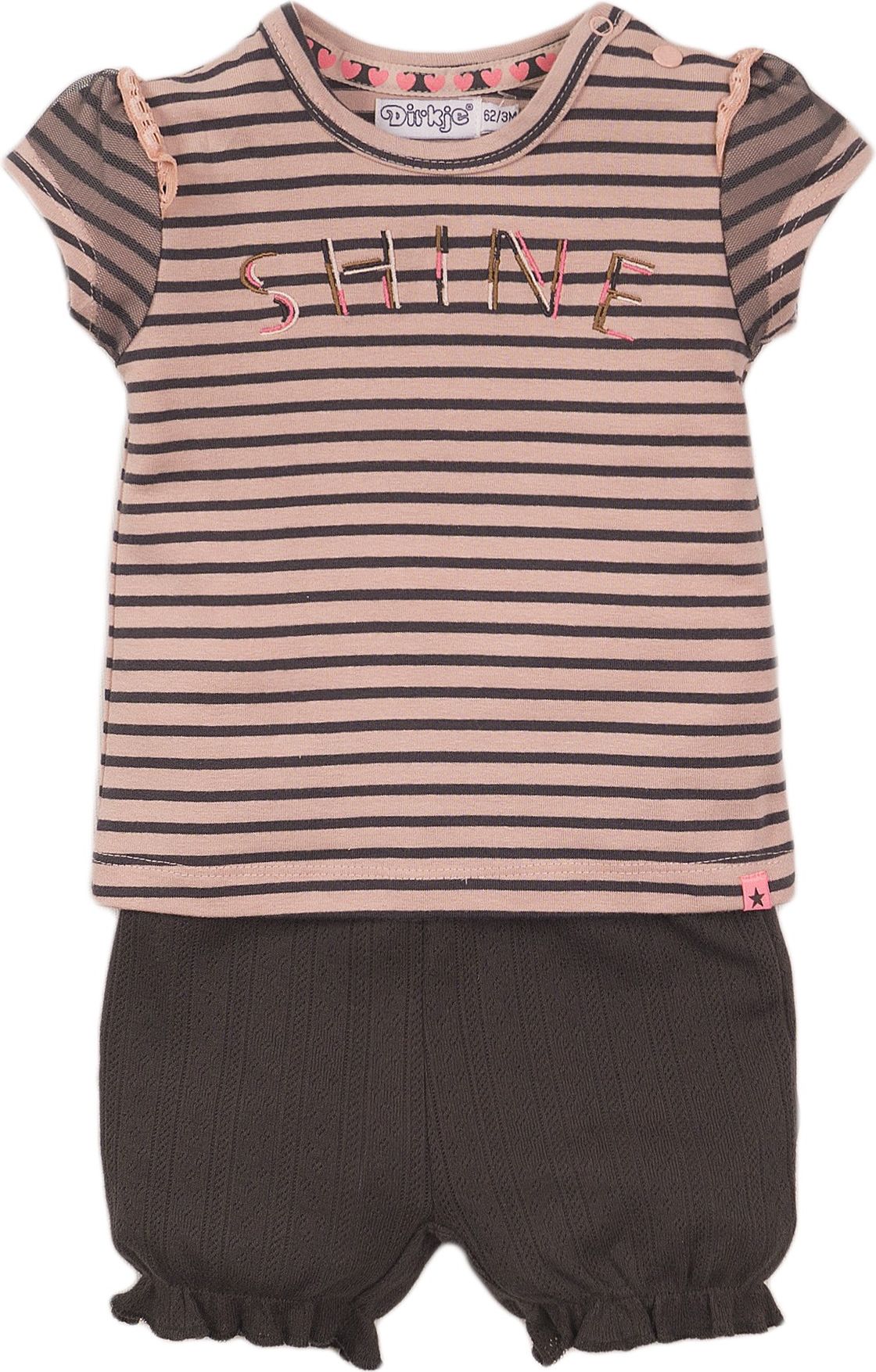 DIRKJE Set 2dílný kr. kalhoty 80 Smokey Pink+Stripe+Smokey Grey - obrázek 1