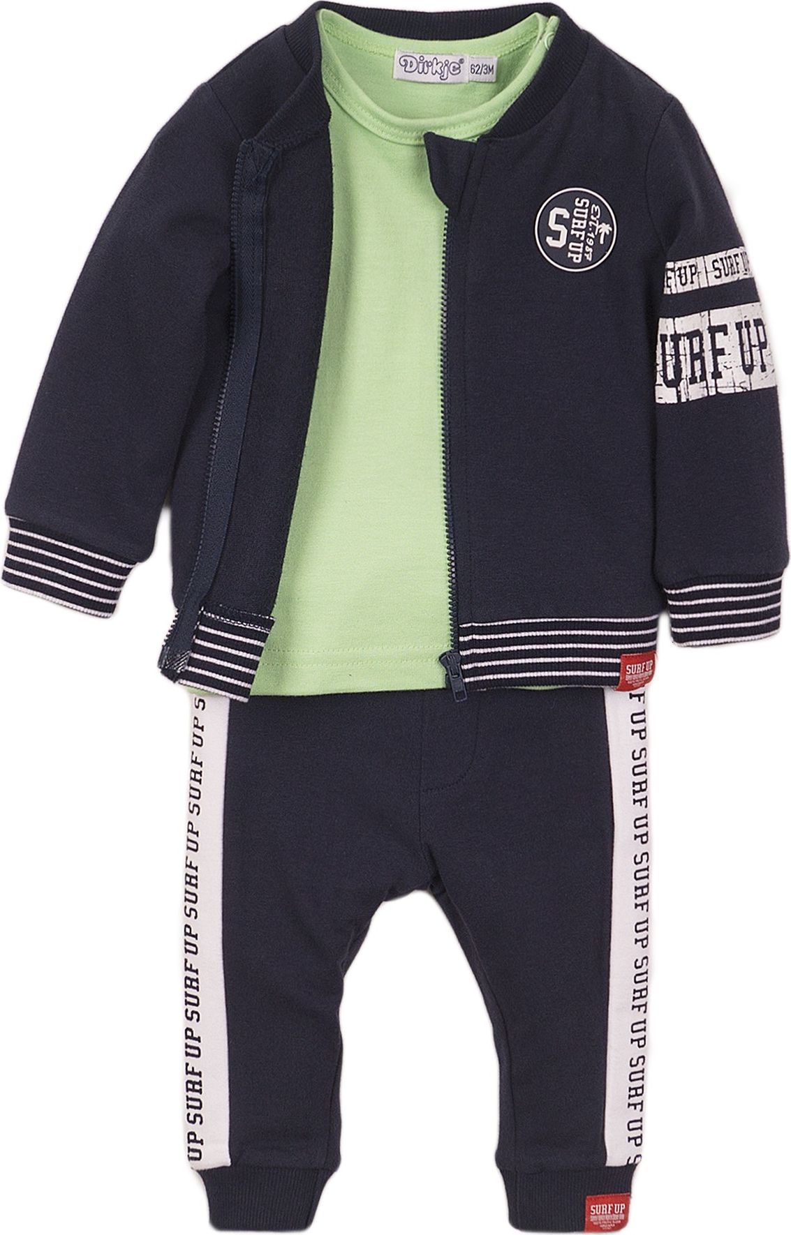 DIRKJE Set 3dílný dl. kalhoty 74 Navy+Bright Green - obrázek 1