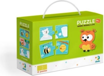TM Toys Dodo Puzzle Duo Kde bydlí zvířátka 12x2 dílků - obrázek 1