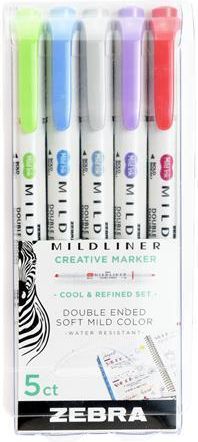 78205 Sada zvýrazňovačů "Mildliner Cool and Refined", 5 barev, 1,0 / 3,5 mm, oboustranný, ZEBRA, set 5 ks - obrázek 1
