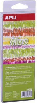 18060 Barevné pastelky "Fluo", 6 flurorescenčních barev, trojhranné, APLI, set 6 ks - obrázek 1