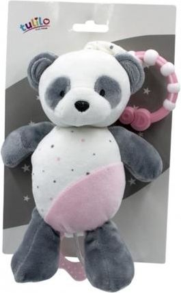 Tulilo Závěsná plyšová hračka  s melodií Medvídek Panda, 24 cm - růžový - obrázek 1