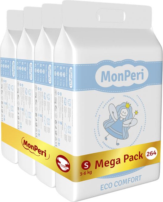 MONPERI Jednorázové pleny Eco Comfort S 3-6 kg Mega Pack - obrázek 1