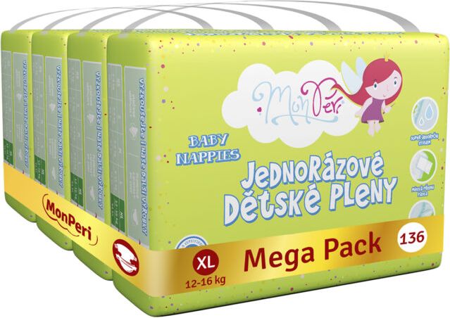 MONPERI Jednorázové pleny Klasik XL 12-16 kg Mega Pack - obrázek 1