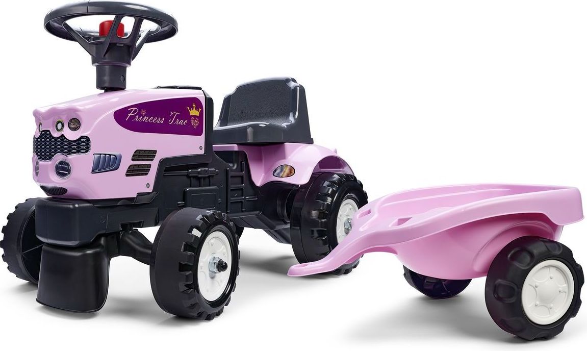 Falk Odstrkovadlo traktor Princess s valníkem růžové - obrázek 1