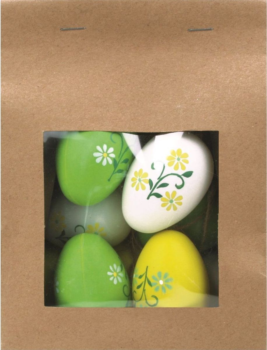 Anděl Vajíčka plastová na zavěšení 6 cm 9 ks v sáčku s květinkami - obrázek 1