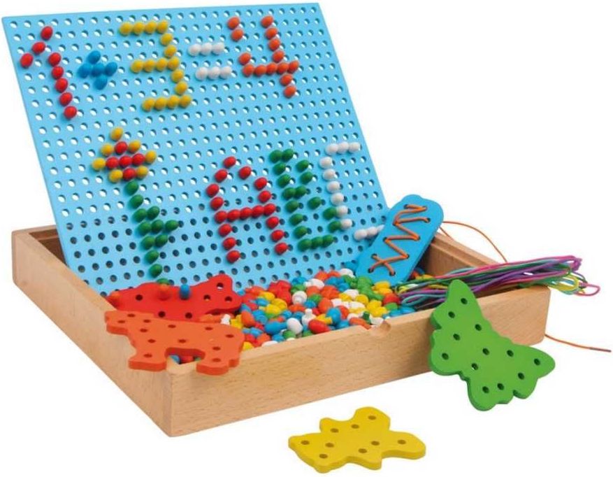 Small Foot Dřevěné kreativní hračky nasouvací a navlékací puzzle - obrázek 1
