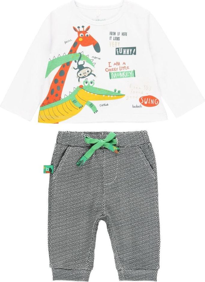 Boboli chlapecký set tričko a kalhoty 112116 56 smetanová - obrázek 1