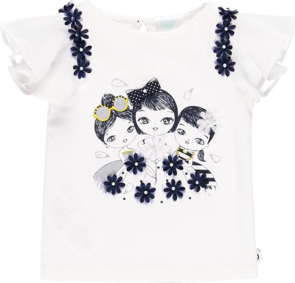 Boboli dívčí tričko s řaseným rukávem 702212 68 bílá - obrázek 1