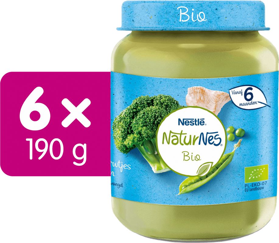 Nestlé NaturNes BIO Krutí maso s brokolicí a hráškem 6x 190g - obrázek 1