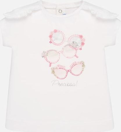 MAYORAL dívčí triko s krátkým rukávem - bílé s růžovými brýlemi - 92 cm - obrázek 1