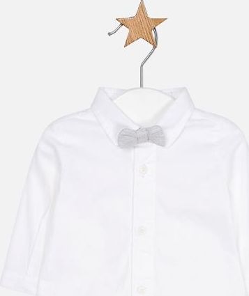 MAYORAL chlapecká košile s motýlkem bílá, šedá - 65 cm - obrázek 1