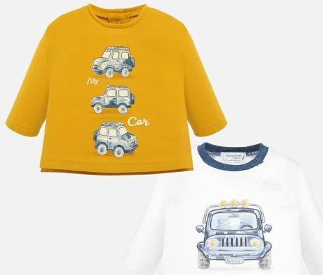 MAYORAL chlapecký set 2ks trička s autem béžová, žlutá - 75 cm - obrázek 1