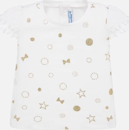 MAYORAL dívčí triko s krátkým rukávem - bílé se zlatými puntíky - 92 cm - obrázek 1