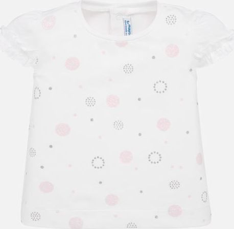 MAYORAL dívčí triko s krátkým rukávem - bílé s růžovými puntíky - 92 cm - obrázek 1