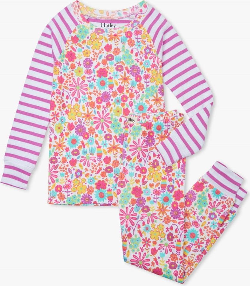 Hatley dívčí pyžamo z organické bavlny Lovely Doodles S21DNK1269 92 růžová - obrázek 1