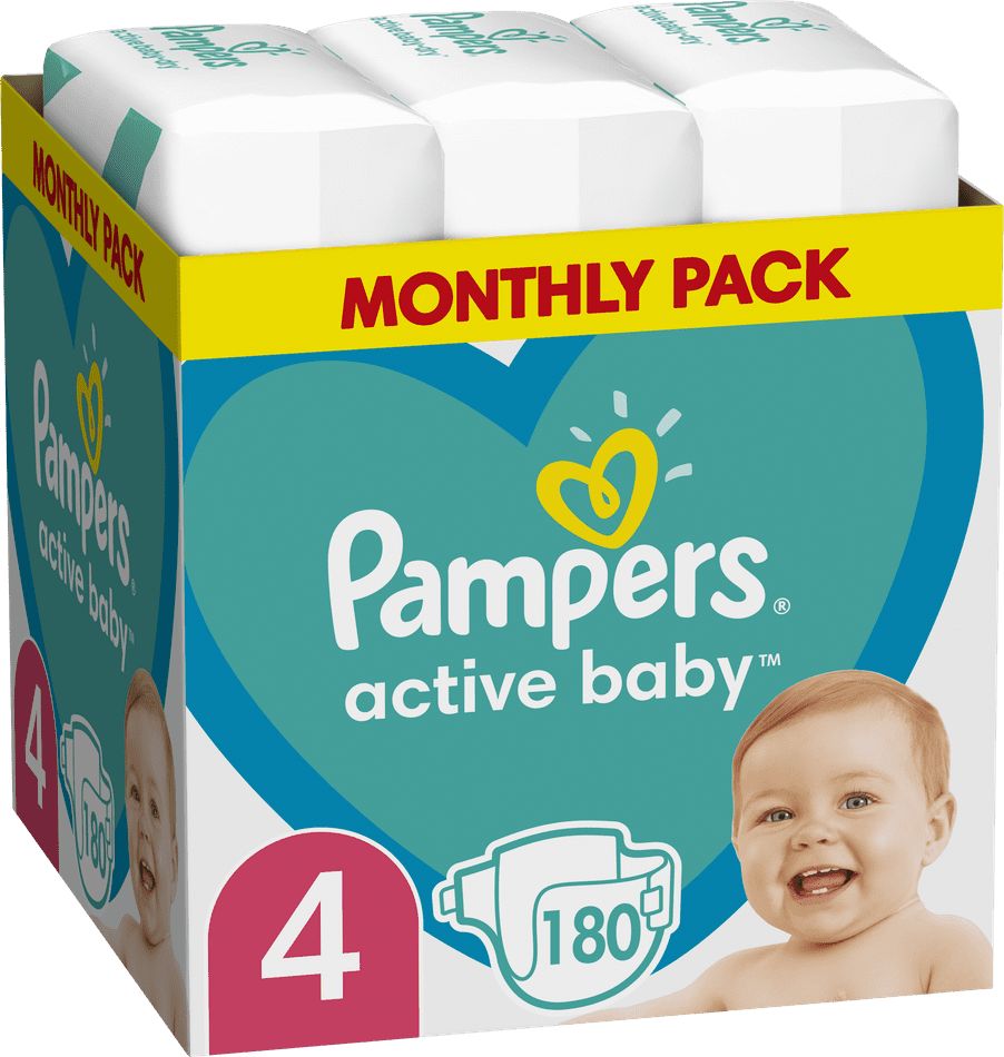 Pampers Active Baby Plenky Velikost 4 180 ks, 9kg-14kg - obrázek 1