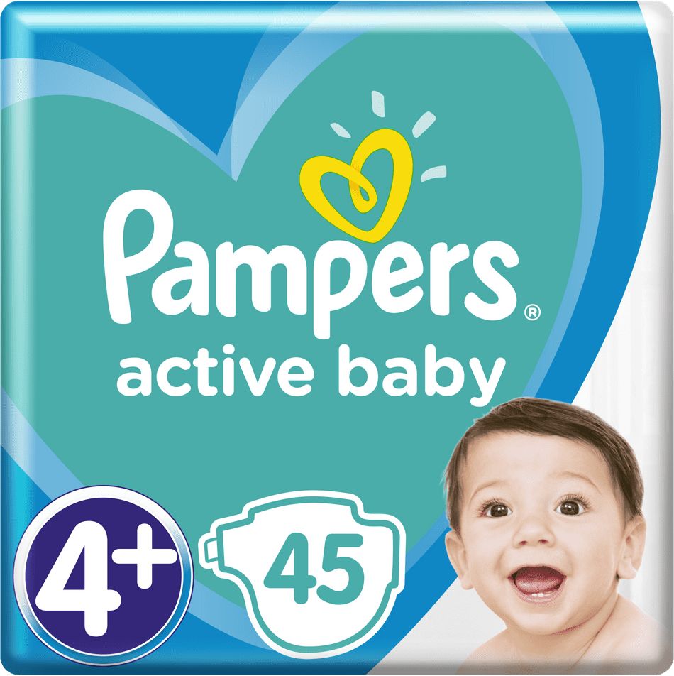 Pampers Active Baby Velikost 4+, 45 ks, 10–15 kg - obrázek 1