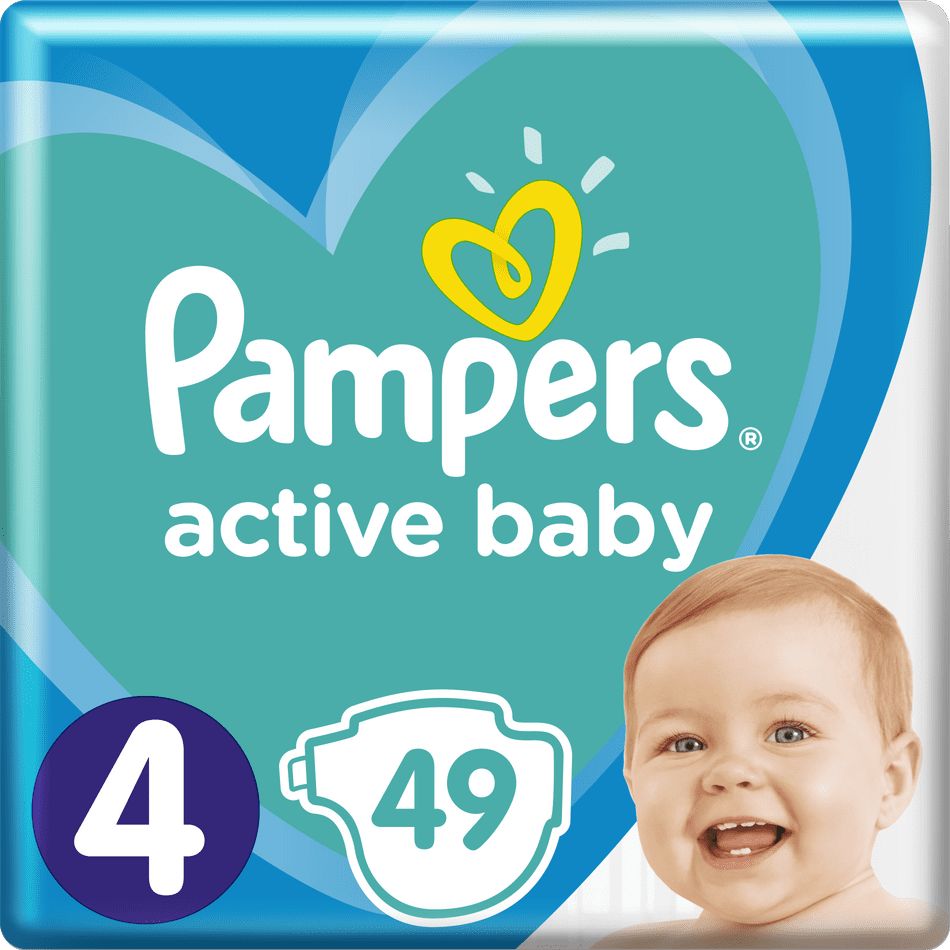 Pampers Active Baby Velikost 4 49 ks, 9–14 kg - obrázek 1