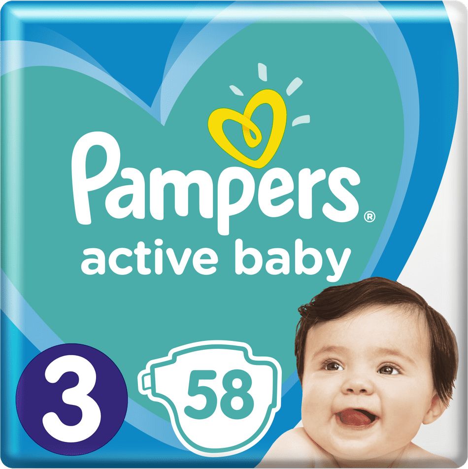 Pampers Active Baby Velikost 3 58 ks, 6–10 kg - obrázek 1