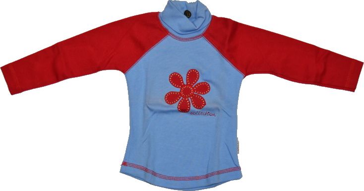 Dětské tričko/rolák červenomodrý s květem velikost 92 - obrázek 1