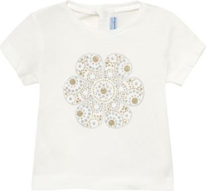 MAYORAL dívčí tričko KR krémové s květem z třpytek - 92 cm - obrázek 1